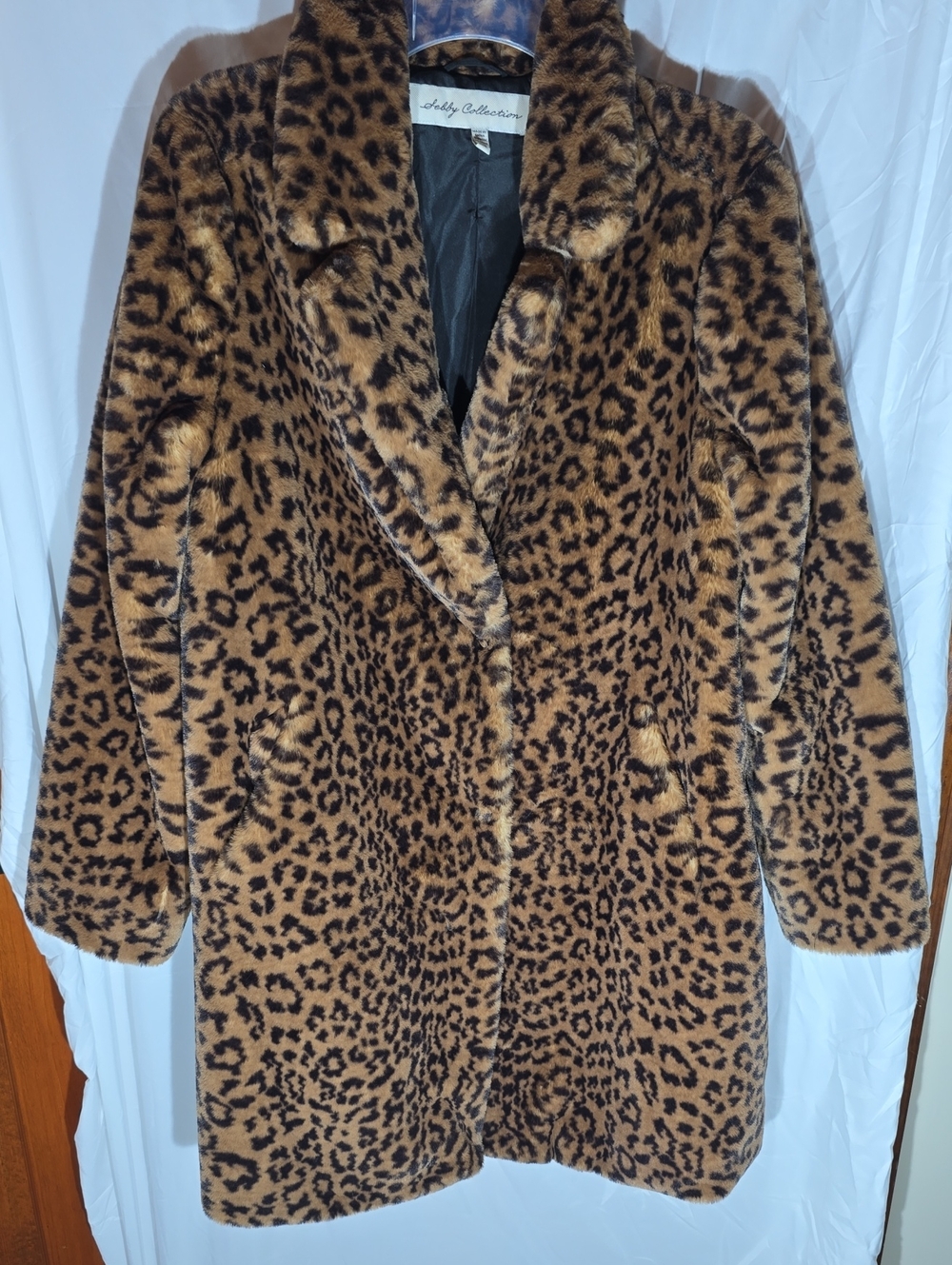 Sebby Collections Leopard Faux Fur Teddy Coat - Brown